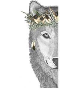 William The Wolf With Luxe Feather Crown Dot Print