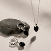 Dew Drop Silver Gemstone Earrings | Black Onyx