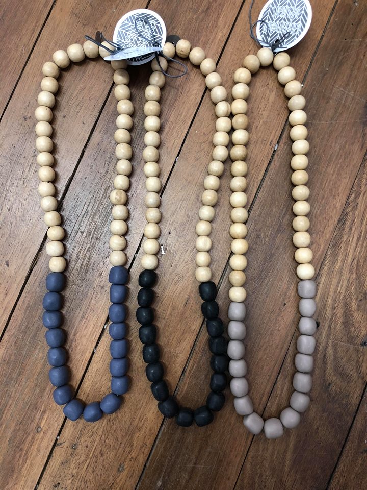 Large Wood & Rock Necklace - Greenwood Designs - Whatever Mudgee Gifts & Homewares