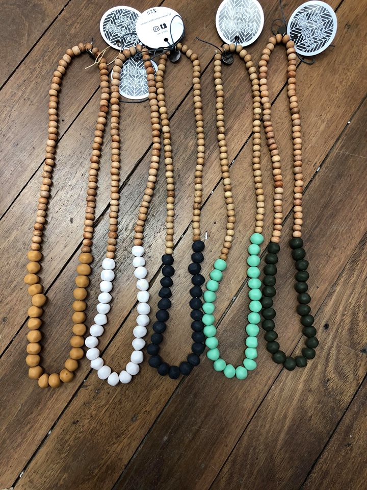Medium Wood & Rock Necklace - Greenwood Designs - Whatever Mudgee Gifts & Homewares