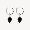 Dew Drop Silver Gemstone Earrings | Black Onyx