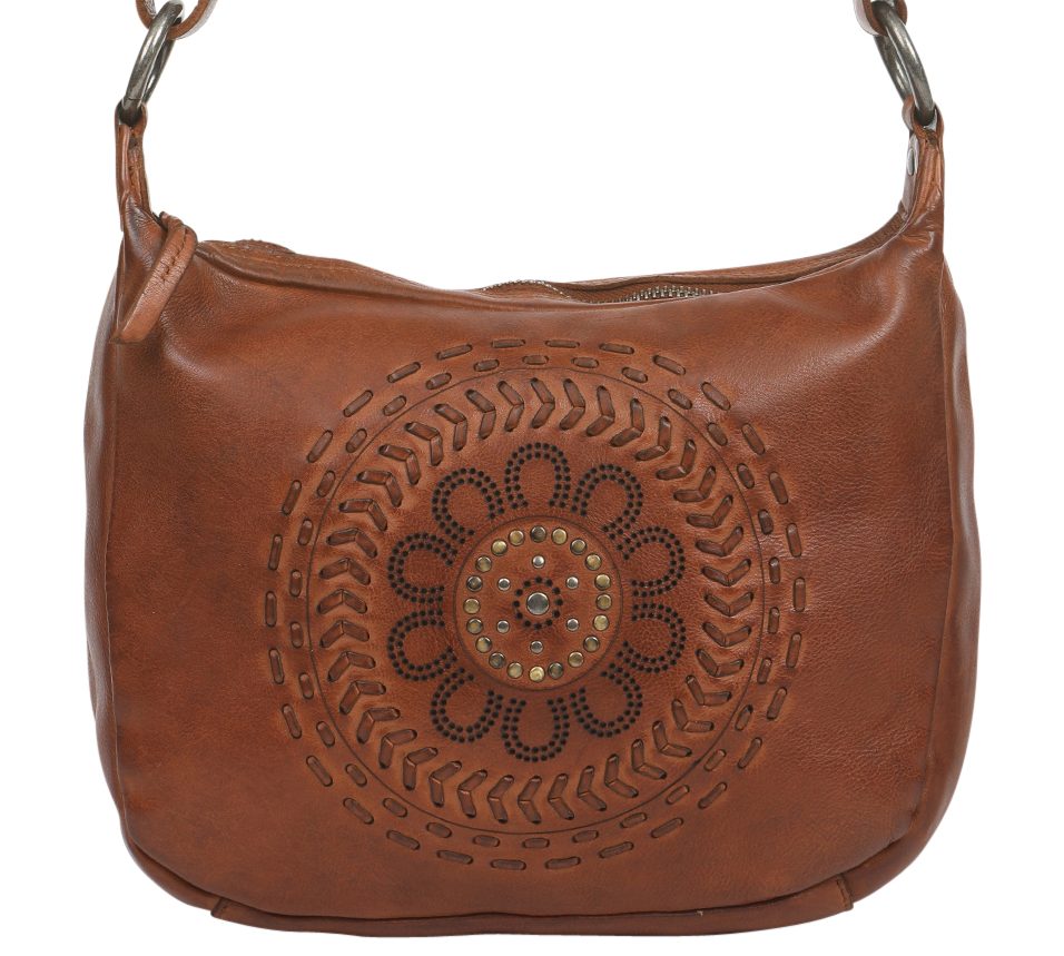 Leather Etched Pattern Crossbody Bag | 6602