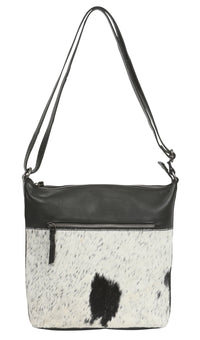 Cowhide Leather Bag With Zip + Long Strap | 6657