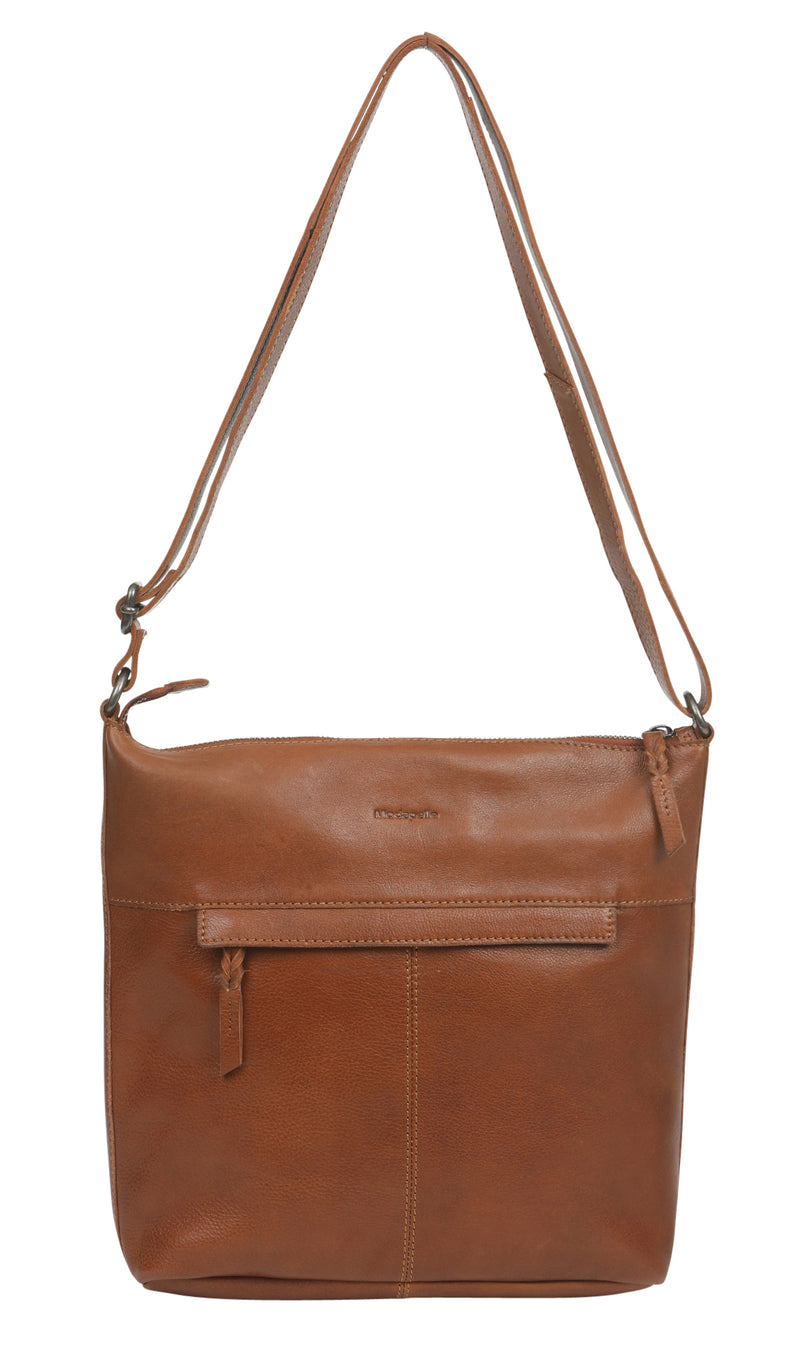 Cowhide Leather Bag With Zip + Long Strap | 6657