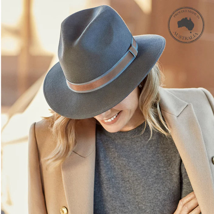 Dark grey fedora hat hotsell