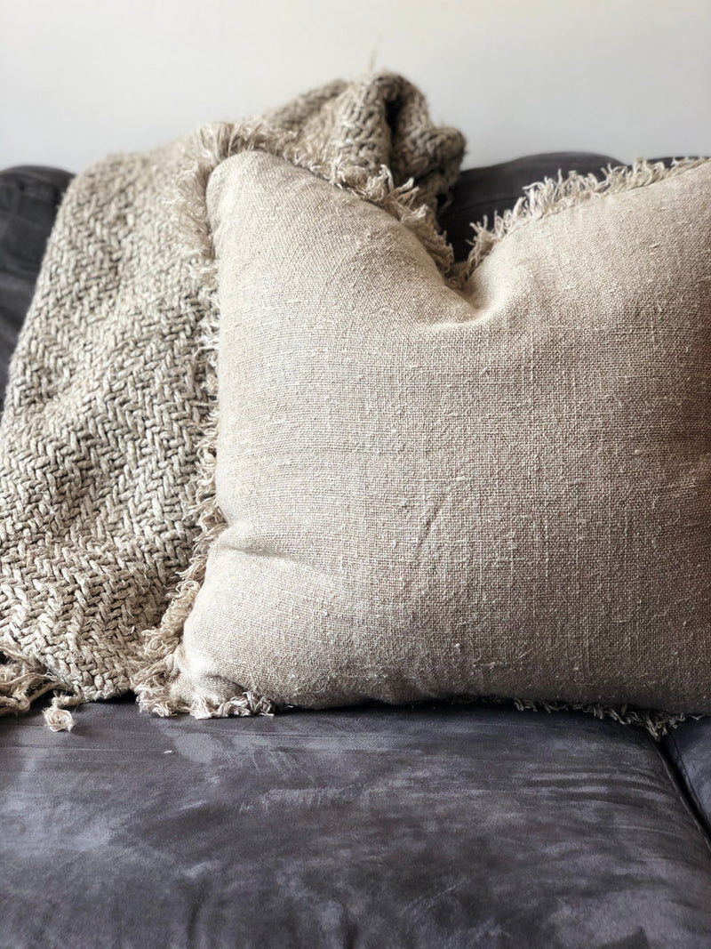 Angaston Linen Cushion with Fringe| 50x50cm