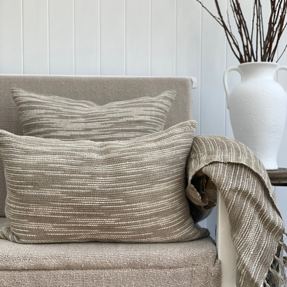 Oriel Ombre Linen Cushion | Natural & White