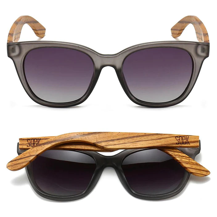 Lila Grace Charcoal Grey Black Gradient Lens l Walnut Arms