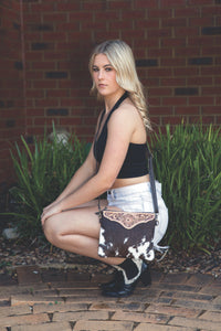 Costa Rica Cowhide Clutch Bag with Tooling