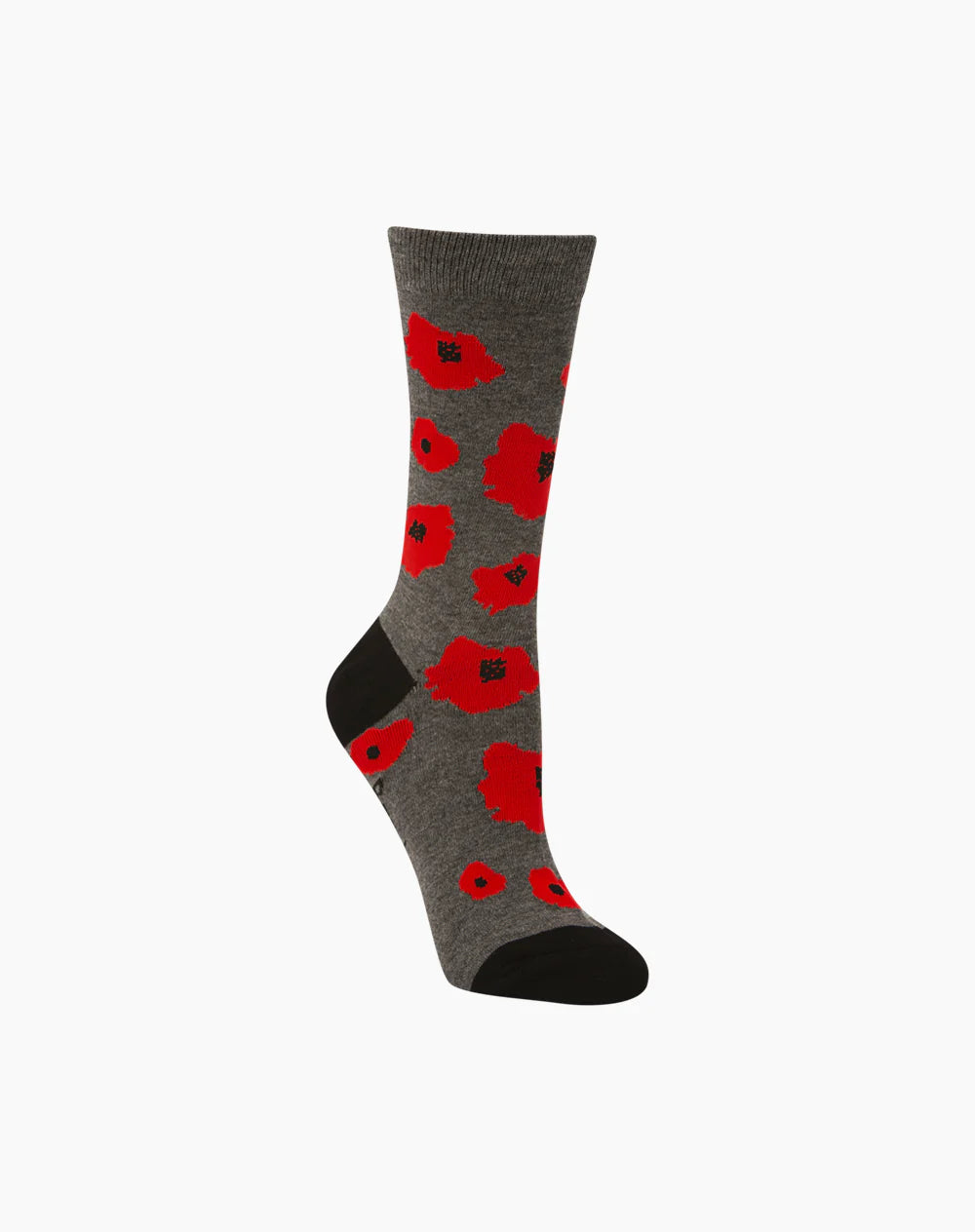 Poppies | Grey | Women's Bamboo Sock