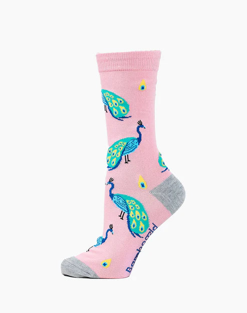 Peacock | Pink | Women's Bamboo Sock