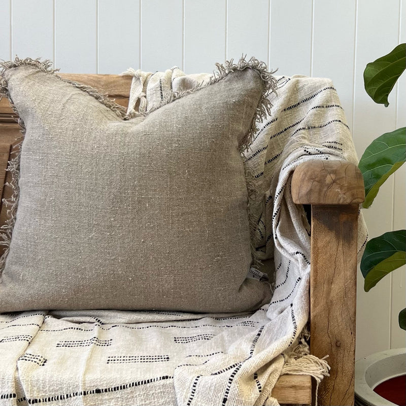 Angaston Linen Cushion with Fringe| 50x50cm