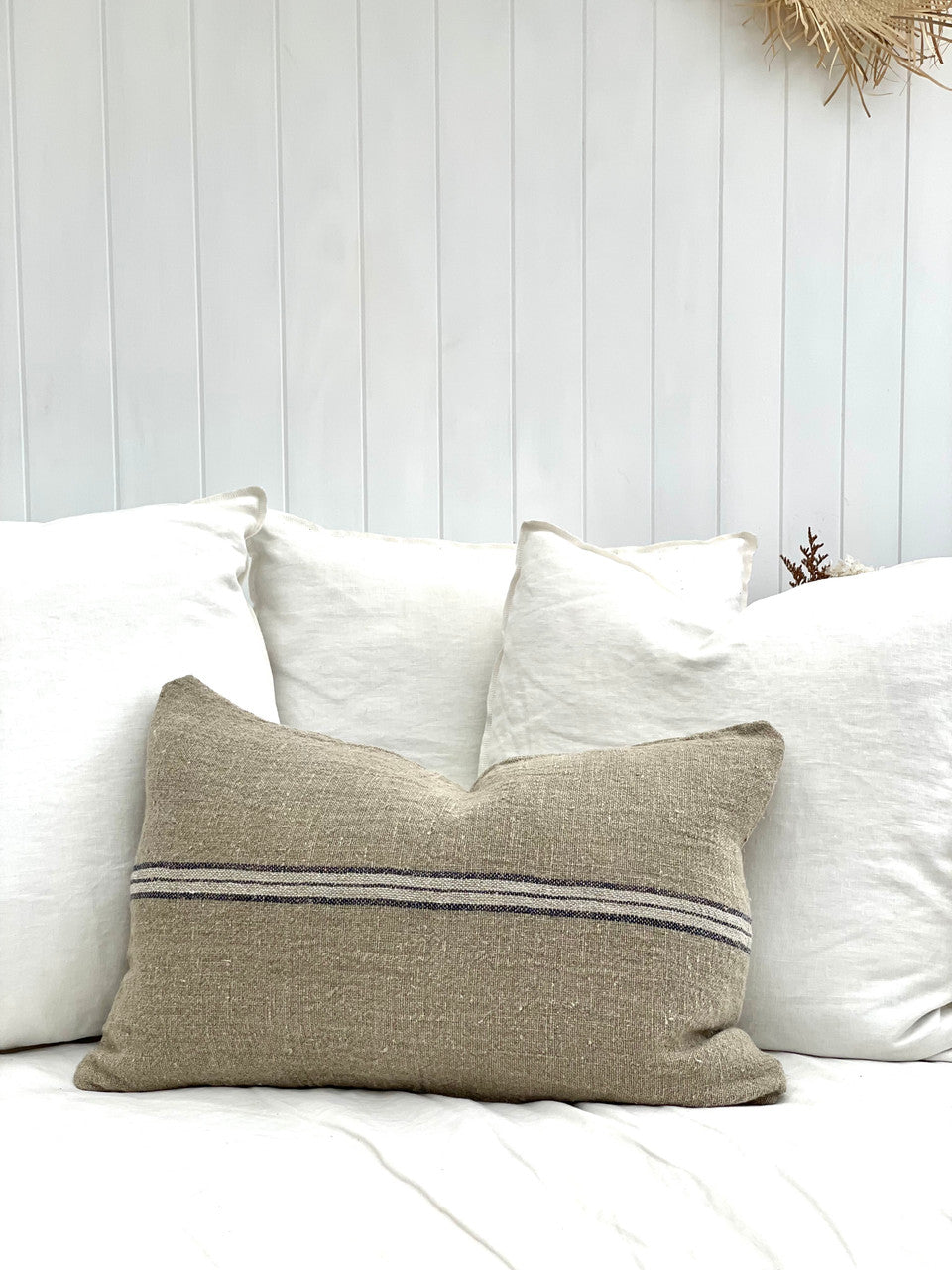 Angaston Handloomed Linen Cushion Blue Stripe | 40x60cm