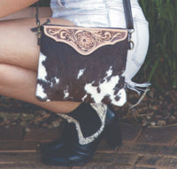 Costa Rica Cowhide Clutch Bag with Tooling