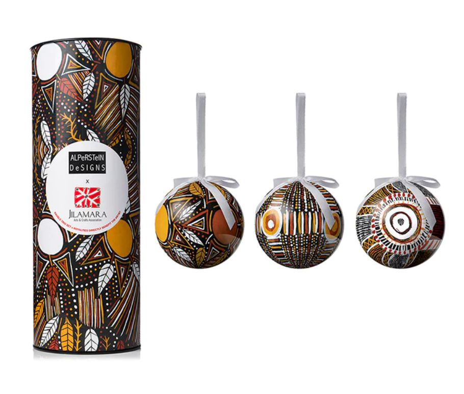 Christmas Aboriginal Design Baubles Set of 3 | Coral | Jilamara | Justin Butler