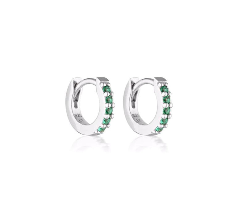 Alpha Huggie Earrings | Green Onyx