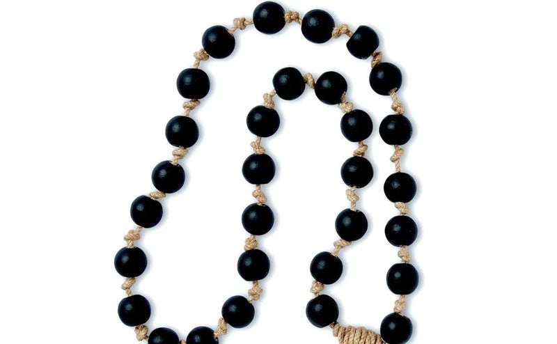 Maya Black Beads with Jute Tassel