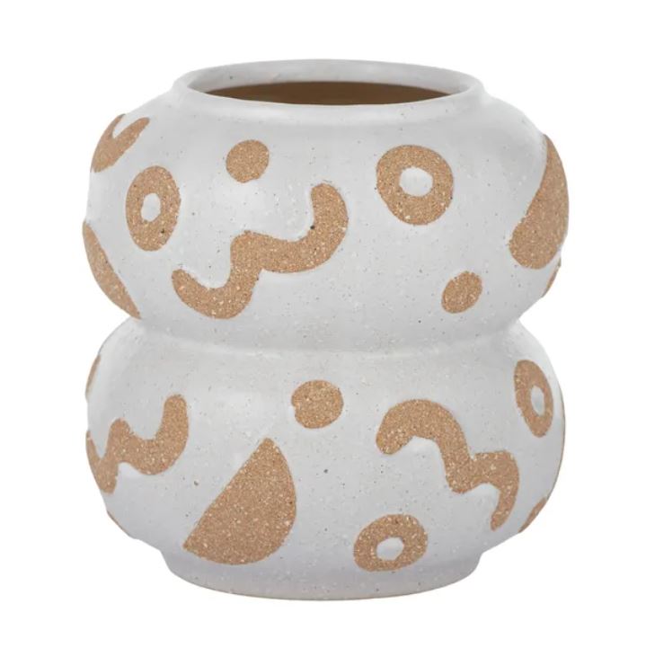 Waggle Ceramic Vase | 16x16cm| White \Sand