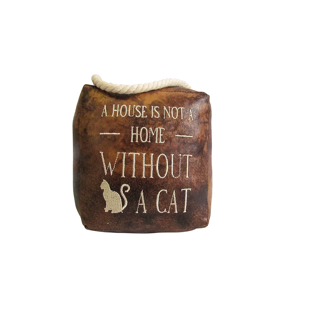 A House Is Not A Home Without A Cat | Leather Doorstop