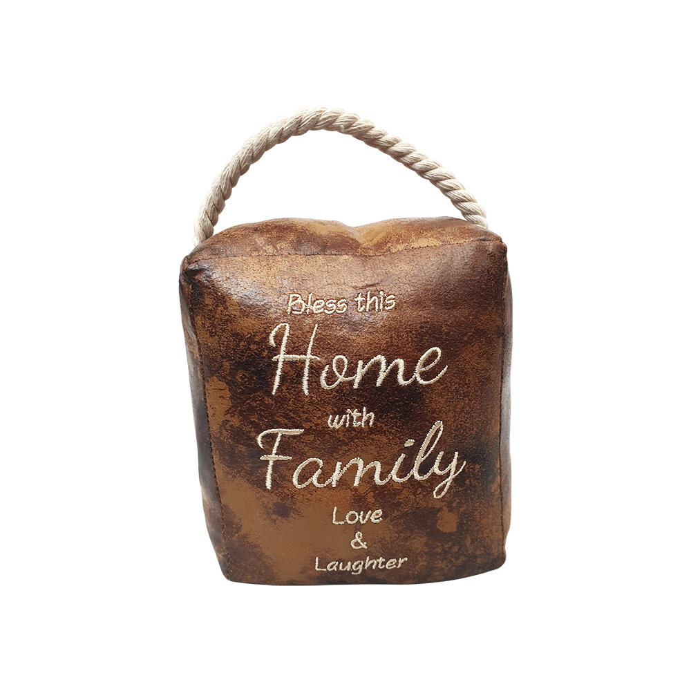 Bless This Home | Leather Doorstop