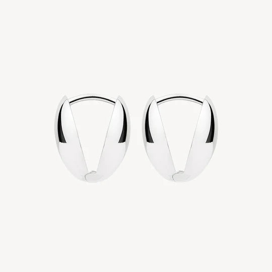 Lunar Silver Huggie Earrings