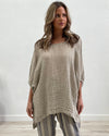 Carina Elasticasted Sleeves Linen Top