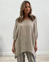 Carina Elasticasted Sleeves Linen Top