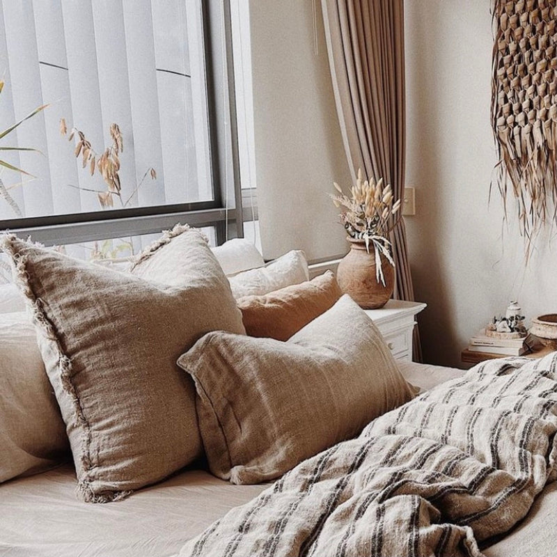 Angaston Linen Cushion with Fringe| 50x50cm