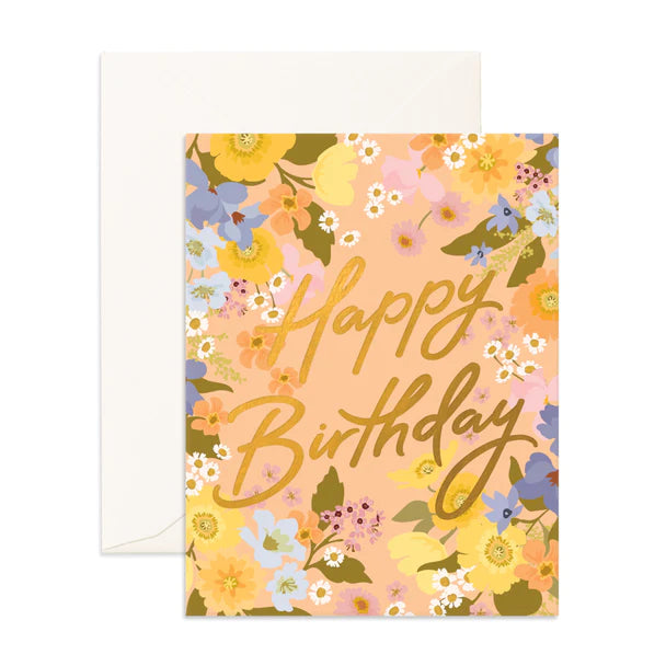 Birthday Spring Florals Peach Greeting Card