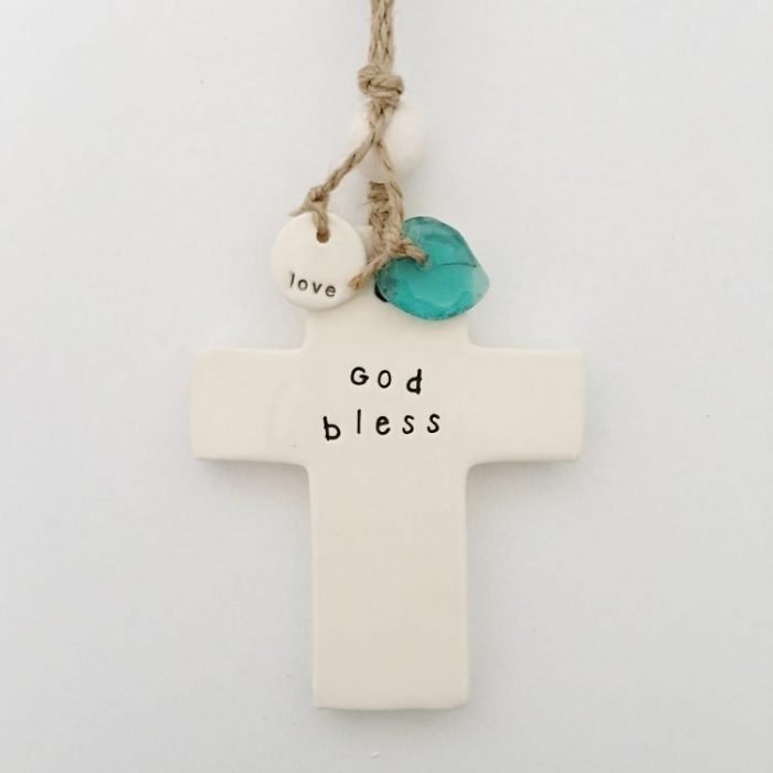 Ceramic Wall Art Hanging Cross | God Bless