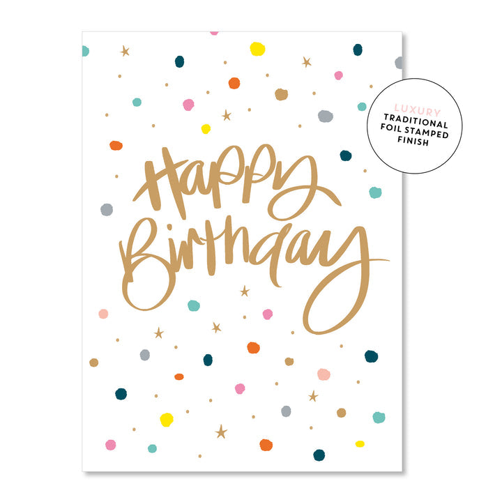 Happy Birthday Confetti Gold | Greeting Card