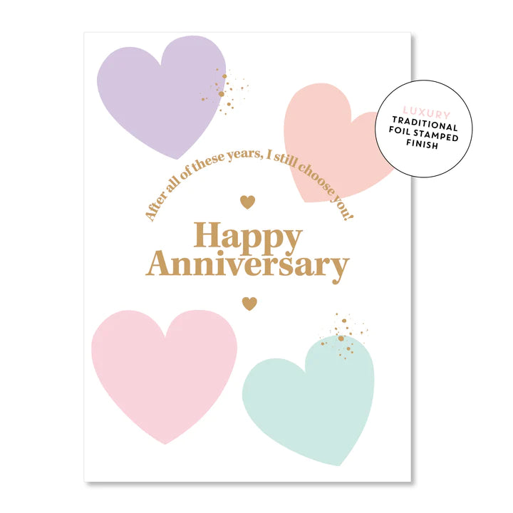 Anniversary Hearts Pastel | Greeting Card