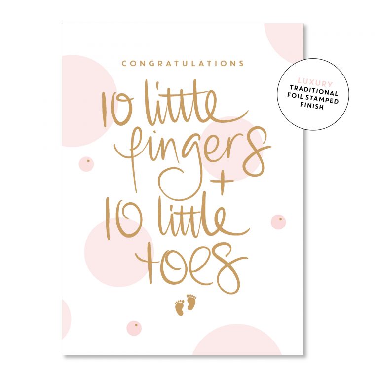 10 Little Fingers & Toes Pink | Greeting Card