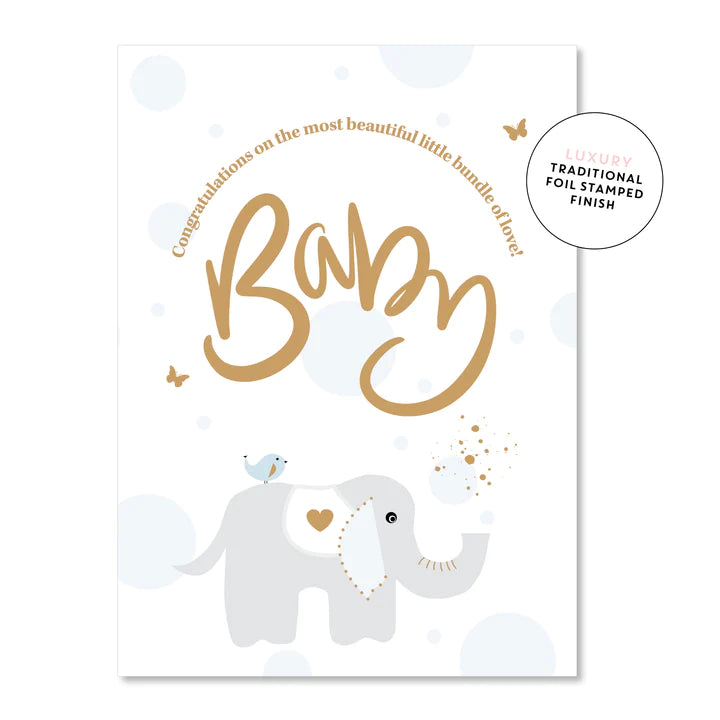Baby Elephant Blue | Greeting Card