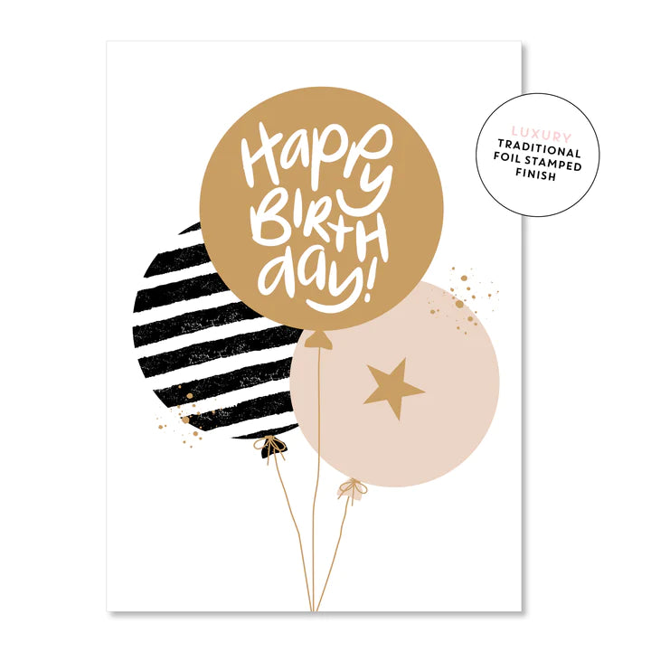 Happy Balloons Gold | Greeting Card