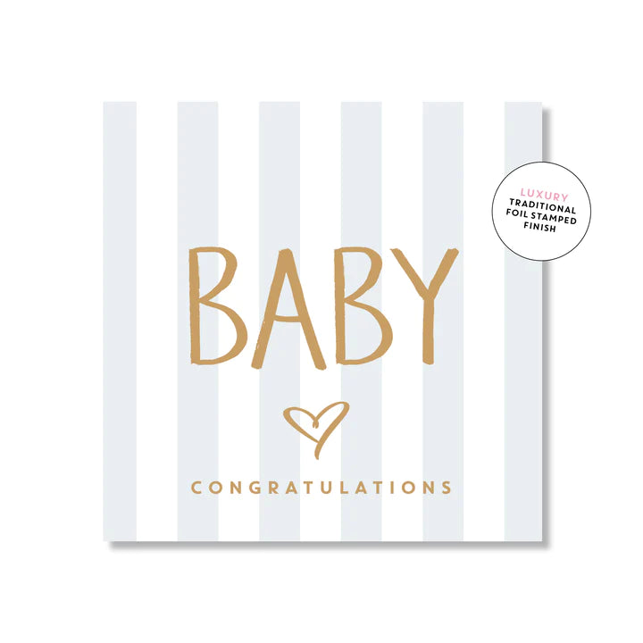 Baby Blue Stripes Square | Greeting Card