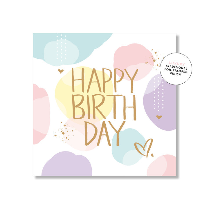 Pastel Birthday Clouds Square Greeting Card