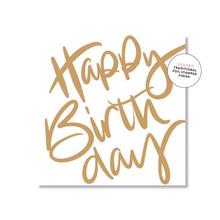 Mega HBD Script White Square | Greeting Card