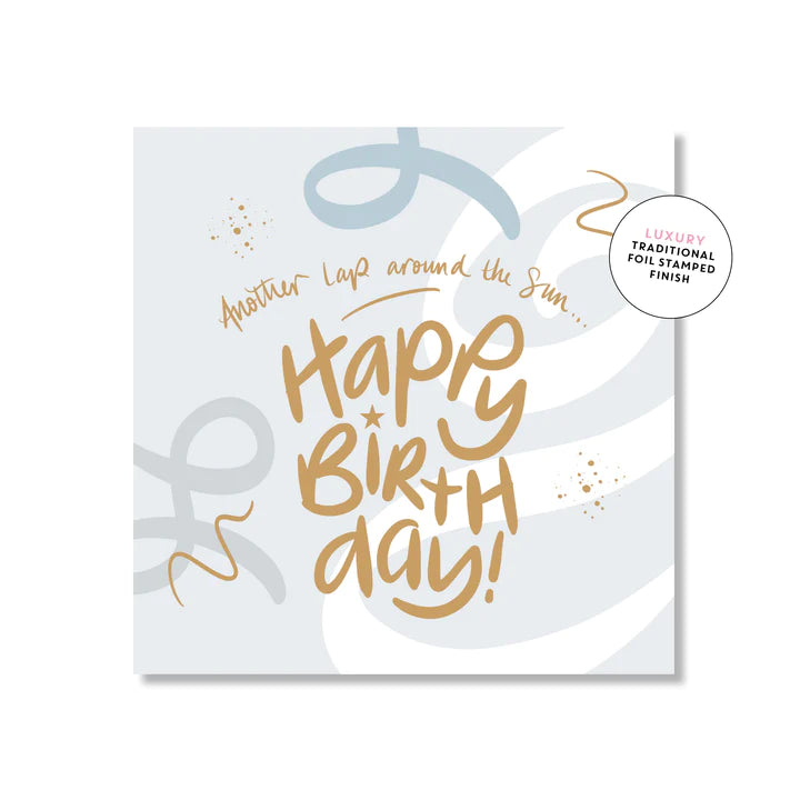 Happy Birthday Swirls Blue Square | Greeting Card