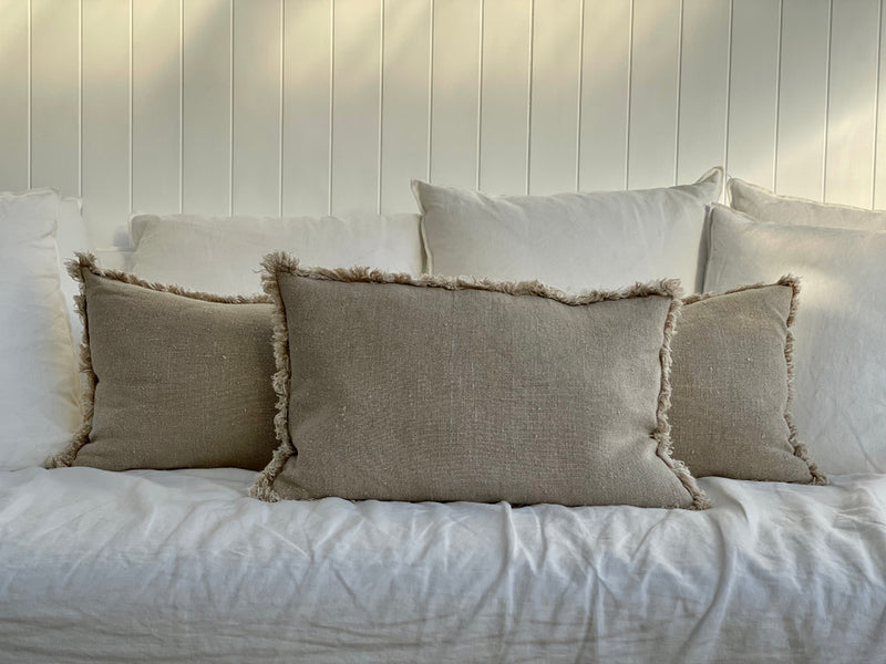 Briar Reversible Frayed Linen Cushion | 40 x 60 cm