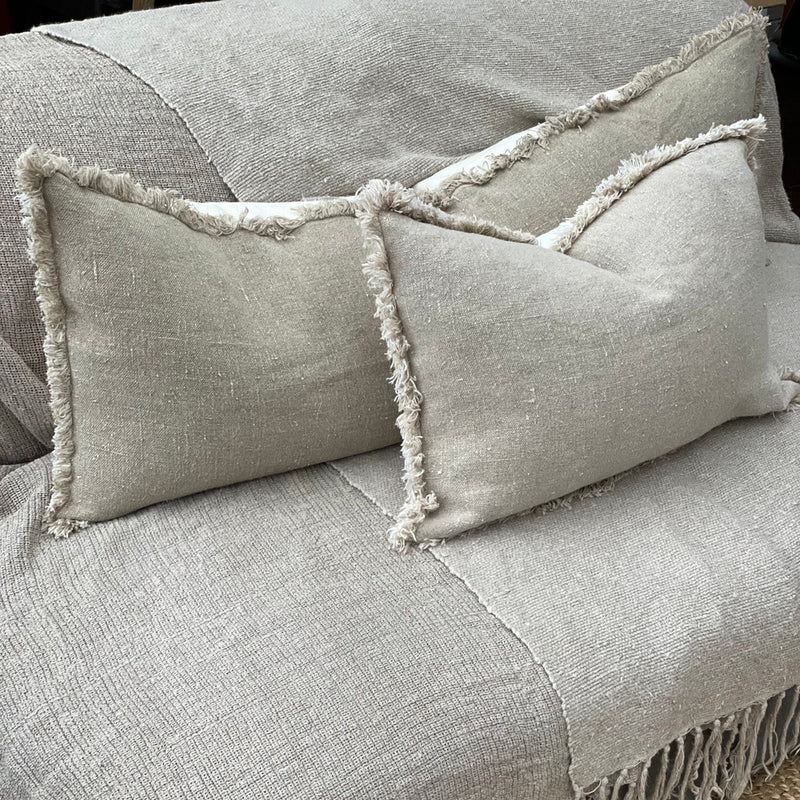 Briar Reversible Frayed Linen Cushion | 40 x 60 cm