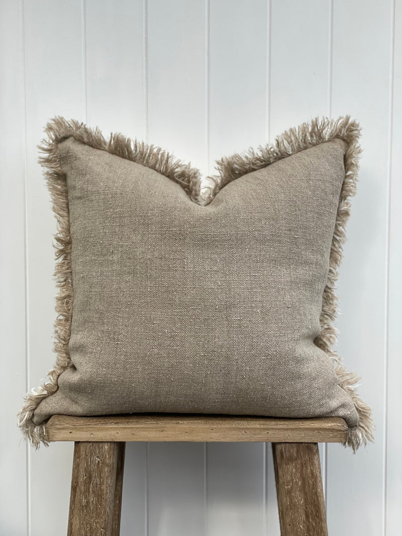 Briar Reversible Frayed Linen Cushion | 50 x 50 cm