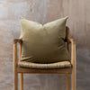 Linen/Velvet Cushion | Olive