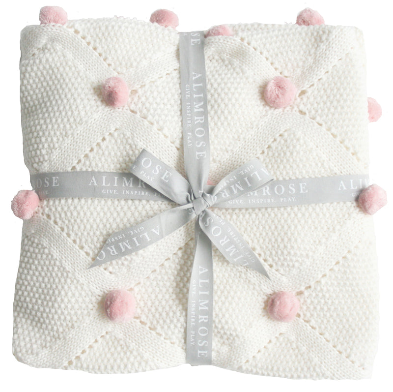 Pom Pom Baby Knitted Blanket