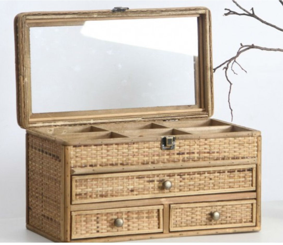 Rattan Jewellery Box Glass Lid Whatever Mudgee