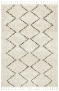 Saffron Natural Grey | Shag Tassel Floor Rug