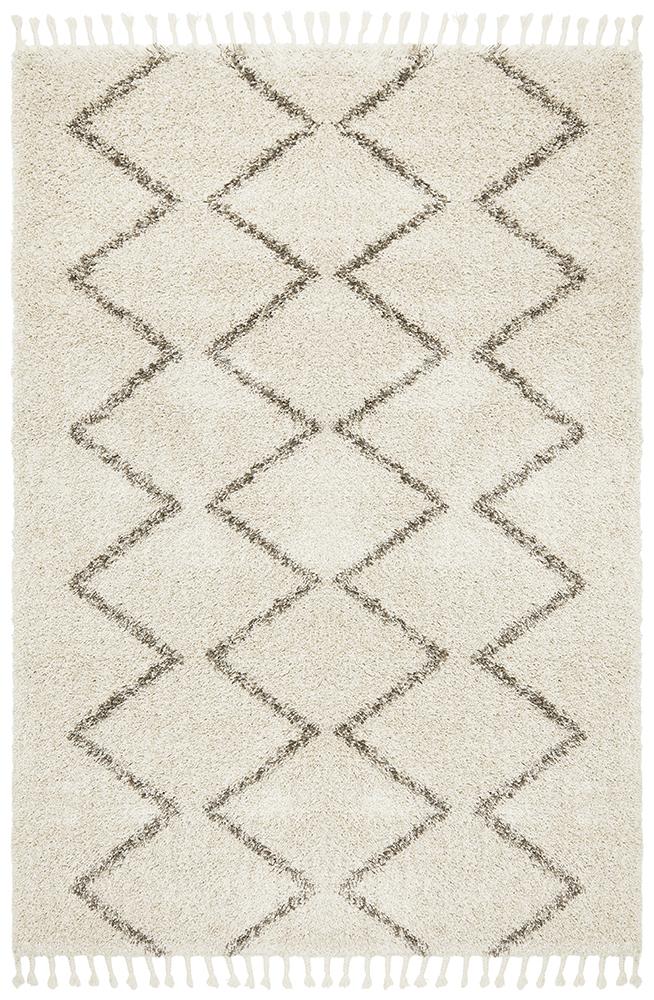 Saffron Natural Grey | Shag Tassel Floor Rug