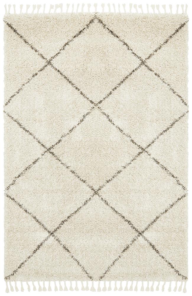 Saffron Natural Grey | Shag Tassel Floor Rug