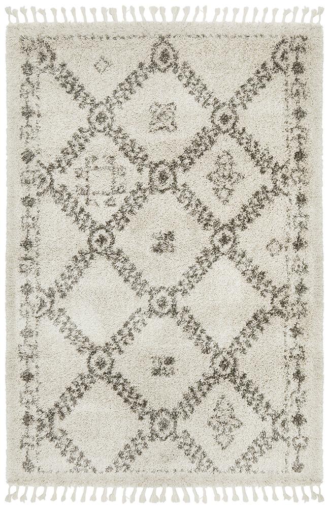 Saffron Natural Grey | Shag Tassel Floor Rug