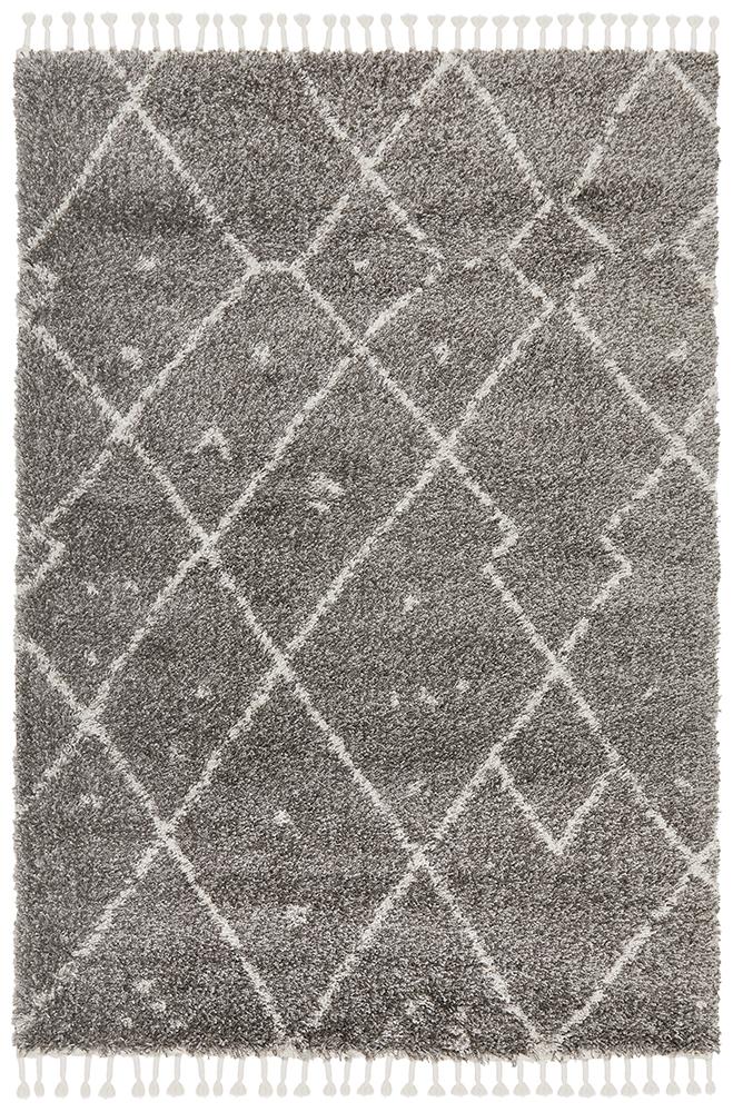 Saffron Grey | Shag Tassel Floor Rug